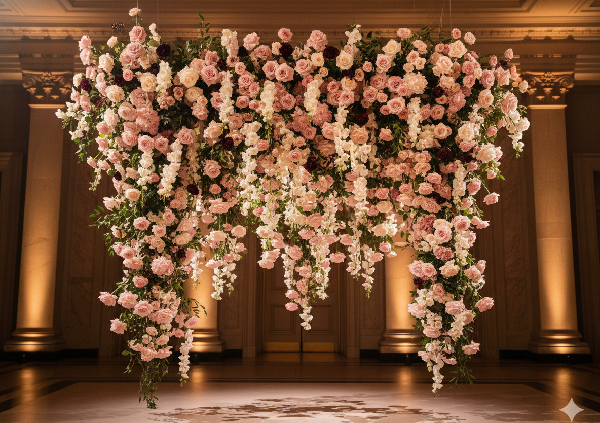 Breathtaking elaborate floral installation at luxury event